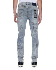 Mens Van Winkle Rogue Blue Graffiti Skinny Denim Jeans