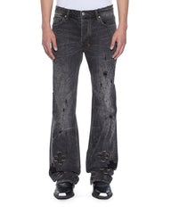 Mens Bronko Asher Black Shotgun Bootcut Denim Jeans