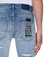 Mens Van Winkle Dakota Blue Repair Skinny Denim Jeans