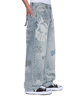 Mens Maxx Rogue Blue Graffiti Baggy Denim Jeans