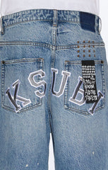 Mens Maxx Short 70'S Blue Trashed Walkshorts