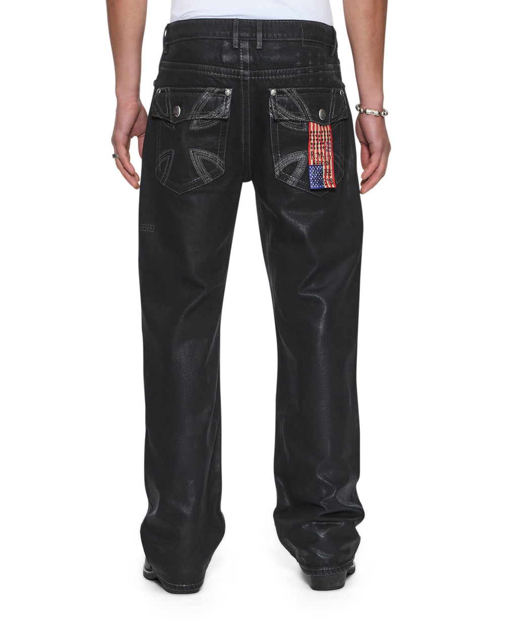Mens Ksubi X Alice Hollywood Toro Black Wax Bootcut Denim Jeans