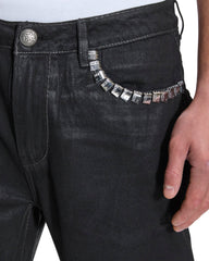 Mens Ksubi X Alice Hollywood Toro Black Wax Bootcut Denim Jeans