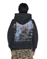 Mens Death Snake Halen Zip Hoodie Ash Fleece