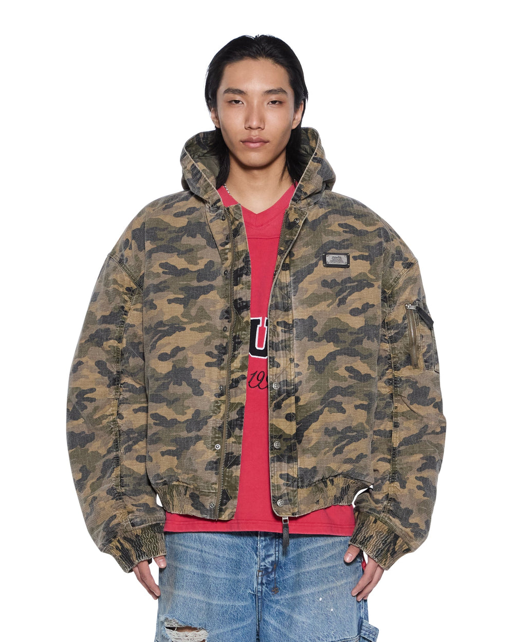 Mens Plated Bomber Jacket Camo Jackets