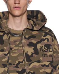 Mens Zip Thru Halen Hoodie Camo Fleece