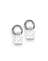Krystal Box Cross Huggie Earings Silver