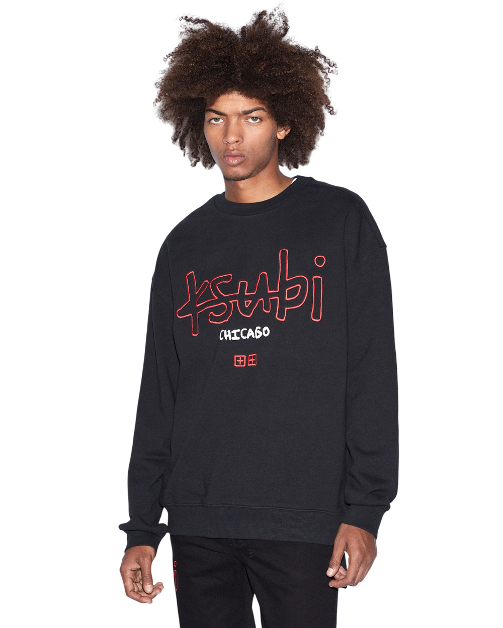 Buy Chicago 4X4 Biggie Crew Jet Black Men's Oversized Crew KSUBI