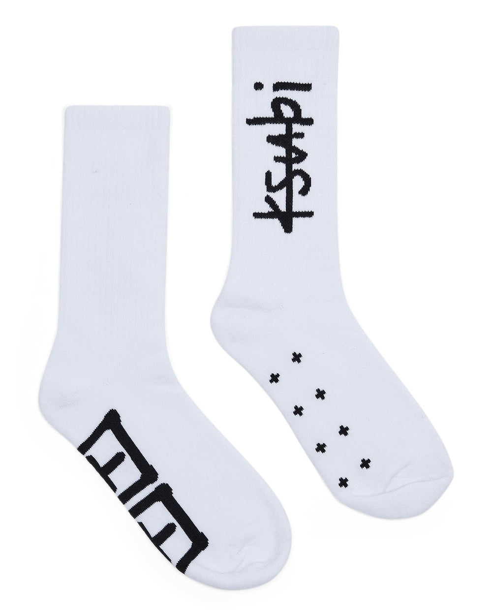 1999 Crew Ribbed Socks - White and Black Cotton
