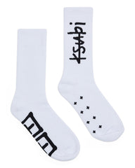 1999 Crew Ribbed Socks - White and Black Cotton