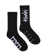 1999 Crew Ribbed Socks - Black Cotton