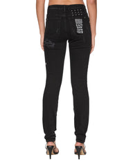 Womens Spray On Xtra Boneyard Black Skinny Denim Jeans