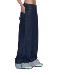 Womens Ksuper Cuffed Mystic Rinse Baggy Denim Jeans