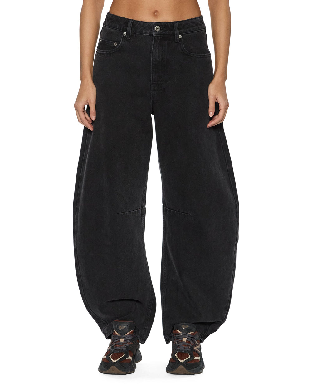 Womens Barrel Jean Noir Barrel Leg Denim Jeans