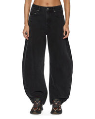 Womens Barrel Jean Noir Barrel Leg Denim Jeans