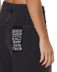 Womens Barrel Jean Carpenter Black Barrel Leg Denim Jeans