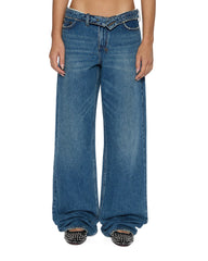 Womens Low Rider Flip Aged Relaxed Denim Jeans