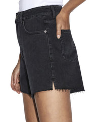 Womens Hi Line Short Washed Black Walkshorts
