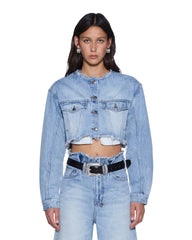 Womens Torn Off Crop Trucker Vapour Jackets