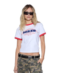 Womens Varsity Shrunken Ss Tee White Tees