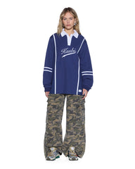 Womens Playoff Ls Polo Jersey Navy Fashion Tops