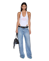 Womens Varsity Lara Bodysuit White Fashion Tops