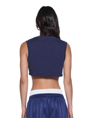 Womens Labels Crop Tank Navy Tees