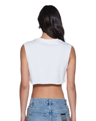 Womens Labels Crop Tank White Tees