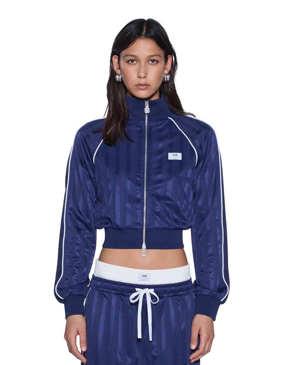 Womens Cropped Traktop Navy Fleece