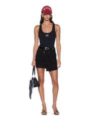 Stacked Origin Fitted Tank Top - Black