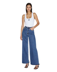 Stacked Origin Fitted Tank Top - White