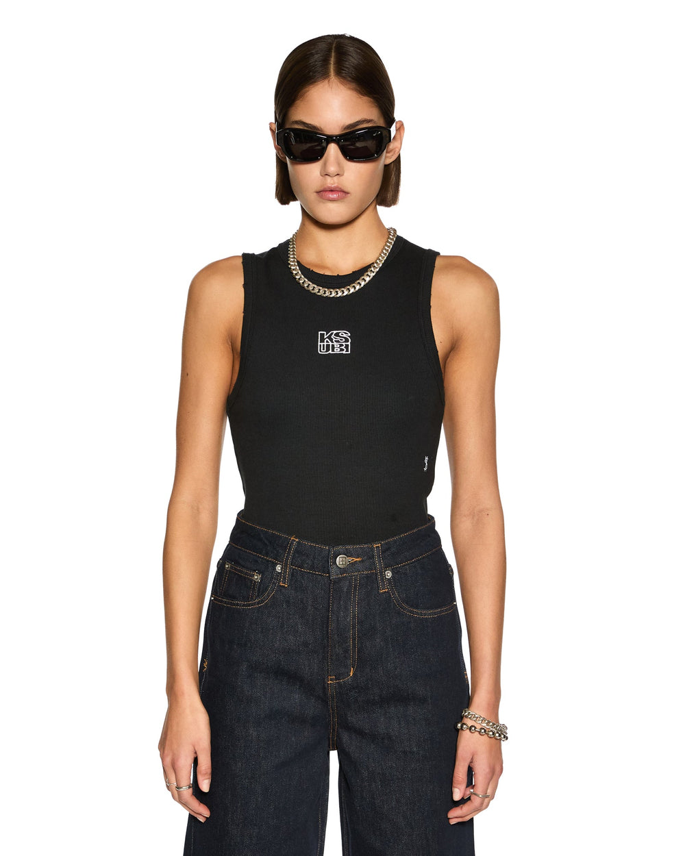 Stacked Syndicate Racer Back Tank - Xtra Black