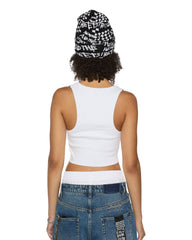 Womens Stacked Origin Crop White Fashion Tops