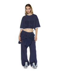 Womens 99 Boyfriend Cropped Ss Tee Ink Blue Tees