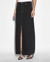 Kara Low Rise Maxi Denim Skirt - Washed Black