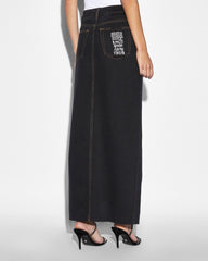 Kara Low Rise Maxi Denim Skirt - Washed Black