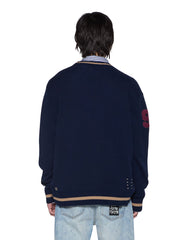 Mens Playoff Cardigan Navy Knitwear