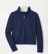 Coolspun Lite Cotton Quarter-Zip Pullover NAVY / SOFT WHITE