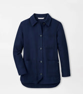 Annemaire Linen-Blend Chore Coat NAVY