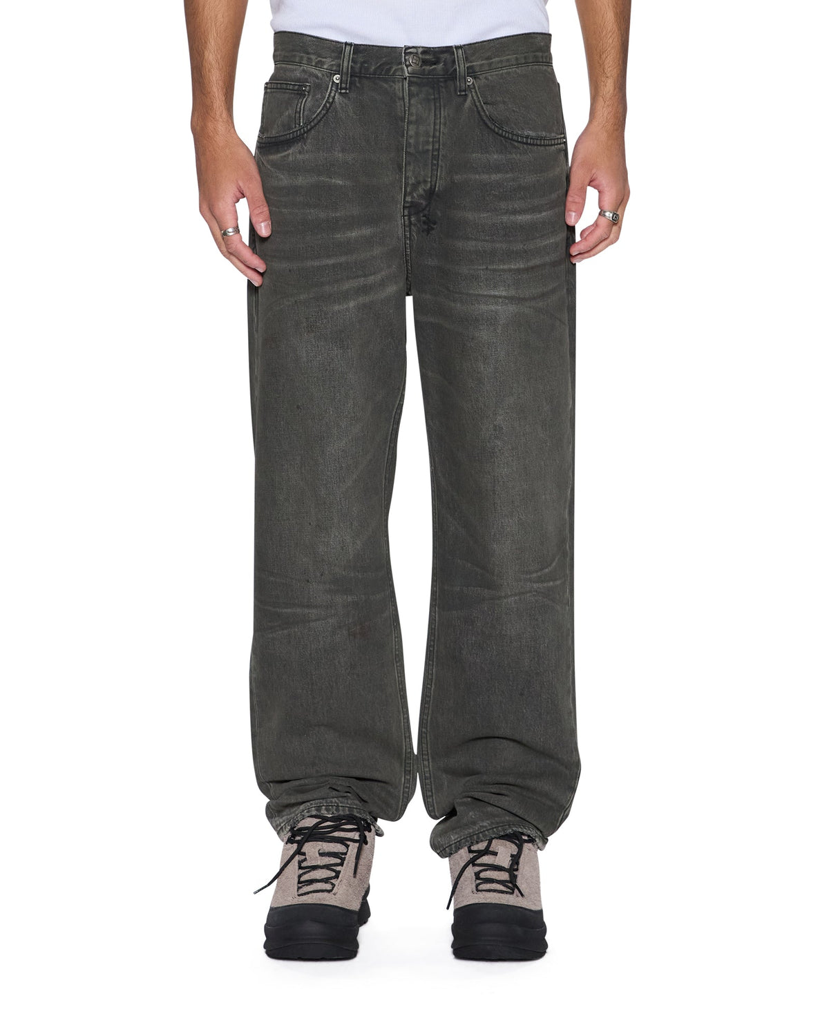Mens Anti K Mekanik Grey Relaxed Denim Jeans