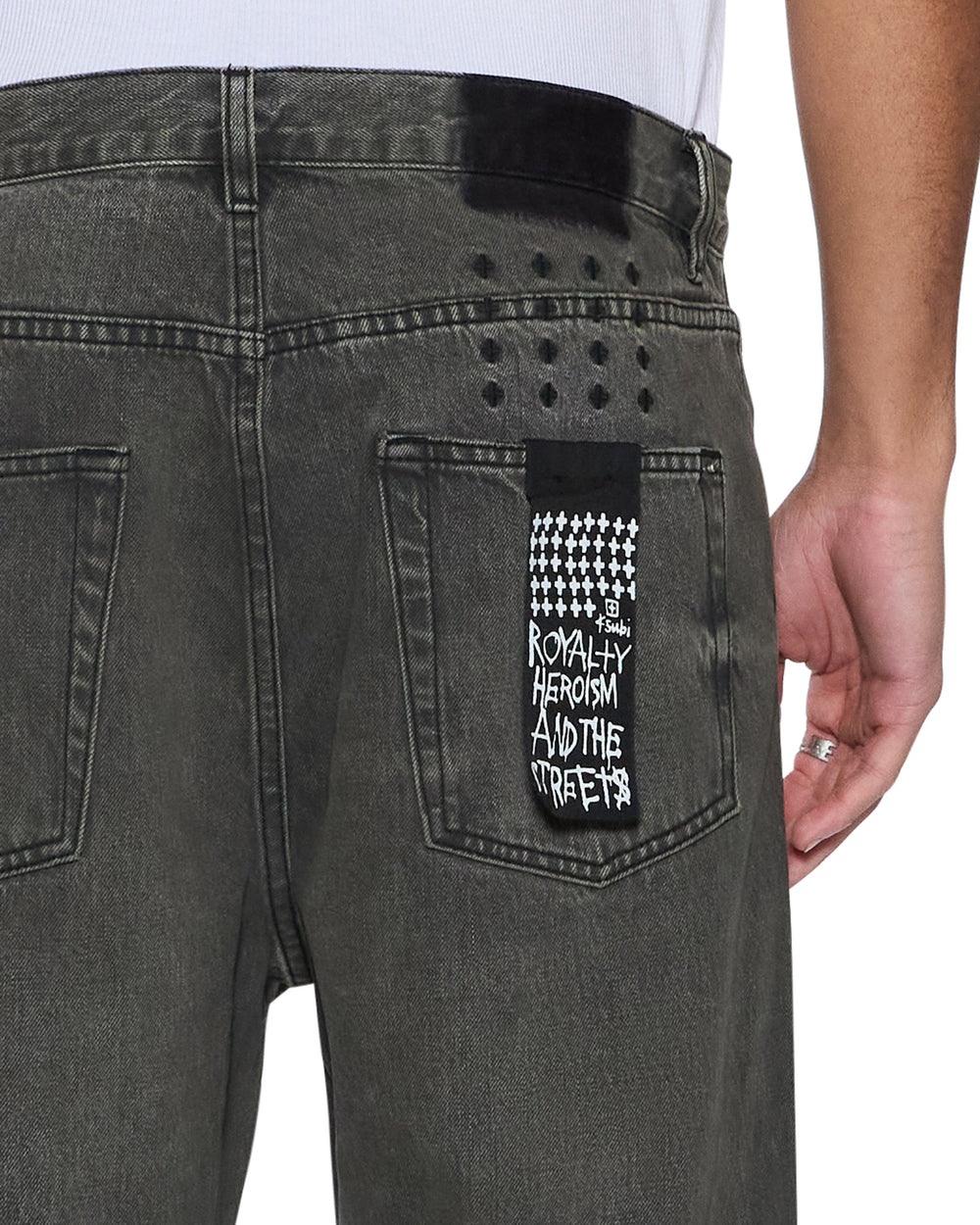 Mens Anti K Mekanik Grey Relaxed Denim Jeans