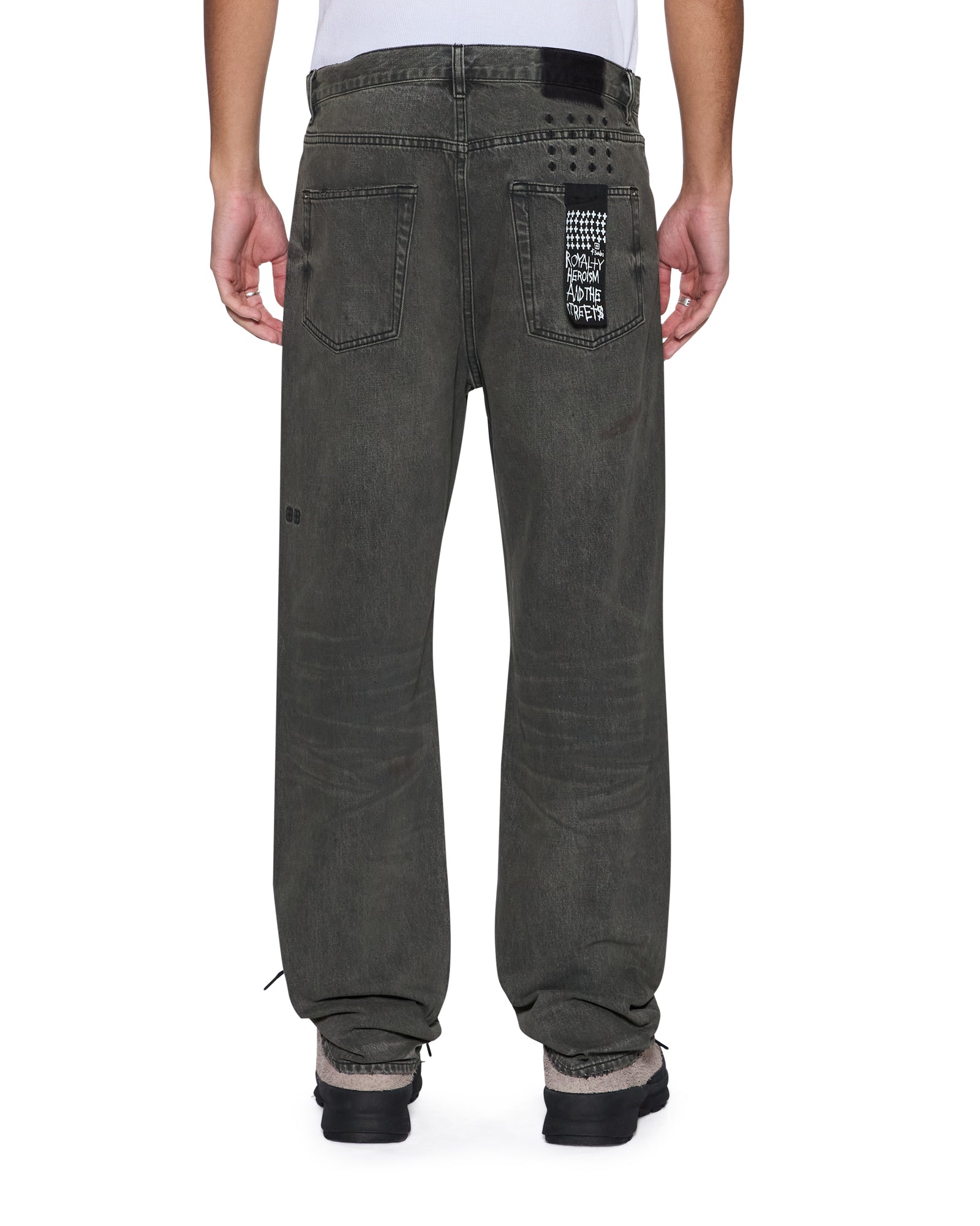 Mens Anti K Mekanik Grey Relaxed Denim Jeans