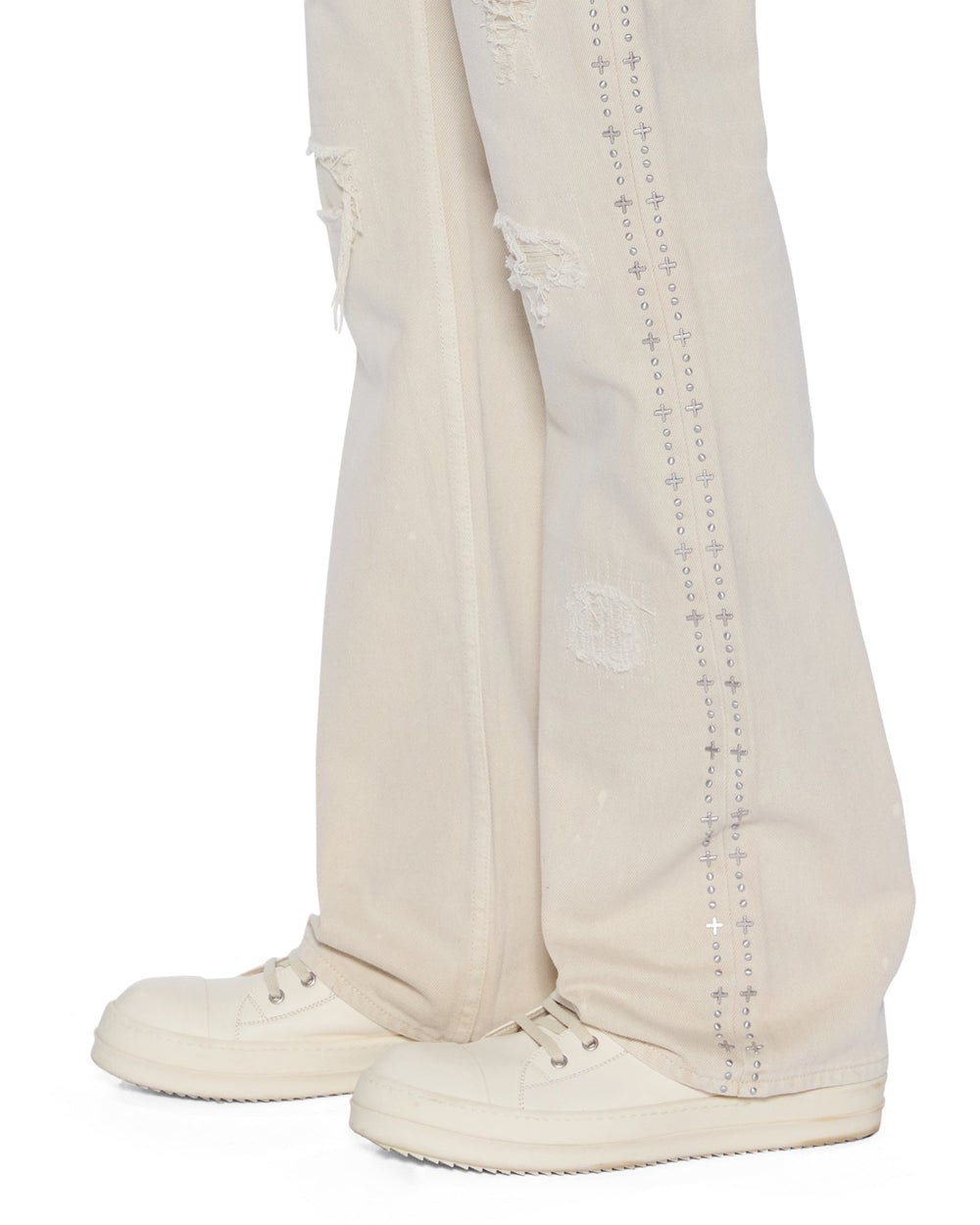 Mens Bronko Ivory Trashed Bootcut Denim Jeans