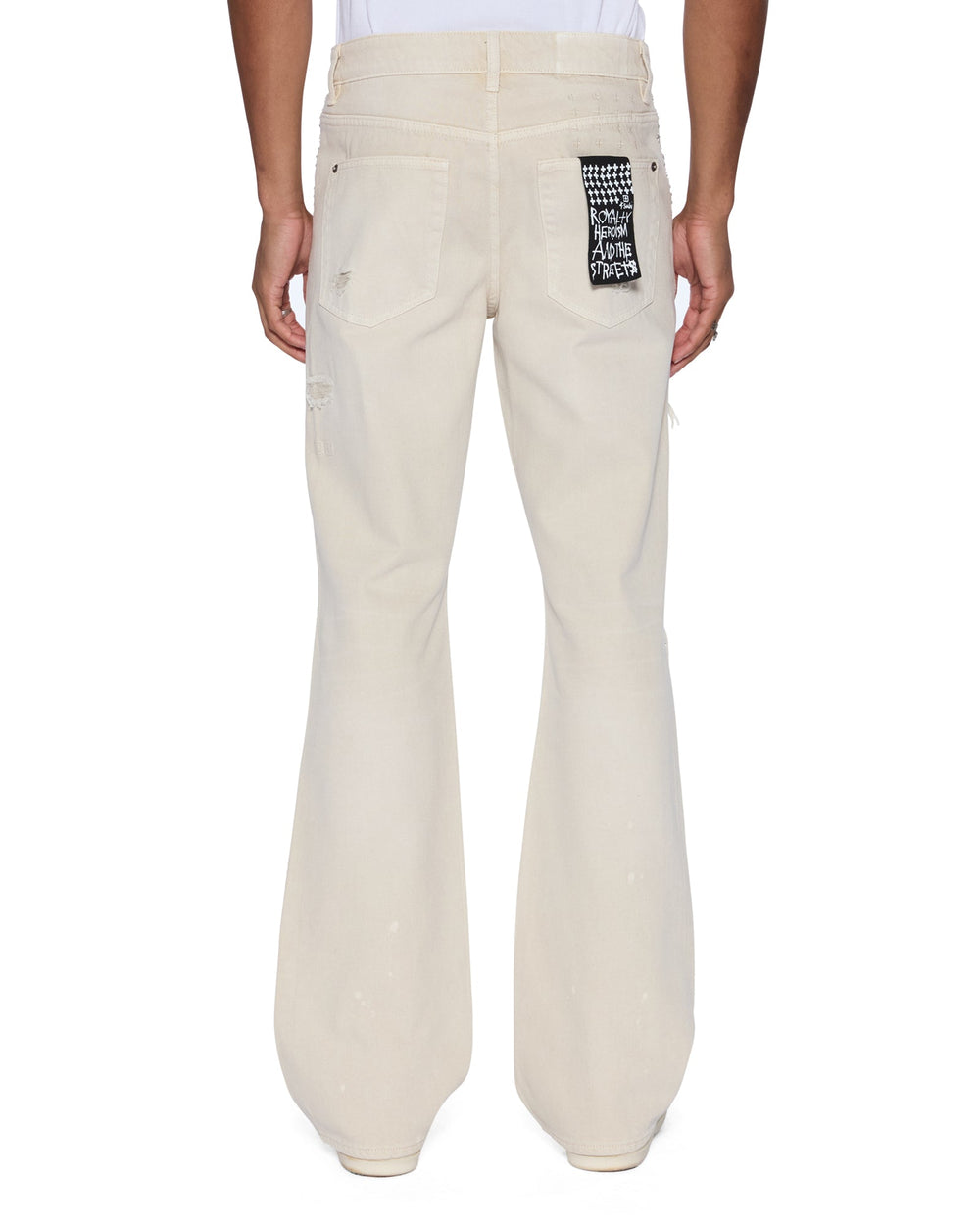 Mens Bronko Ivory Trashed Bootcut Denim Jeans