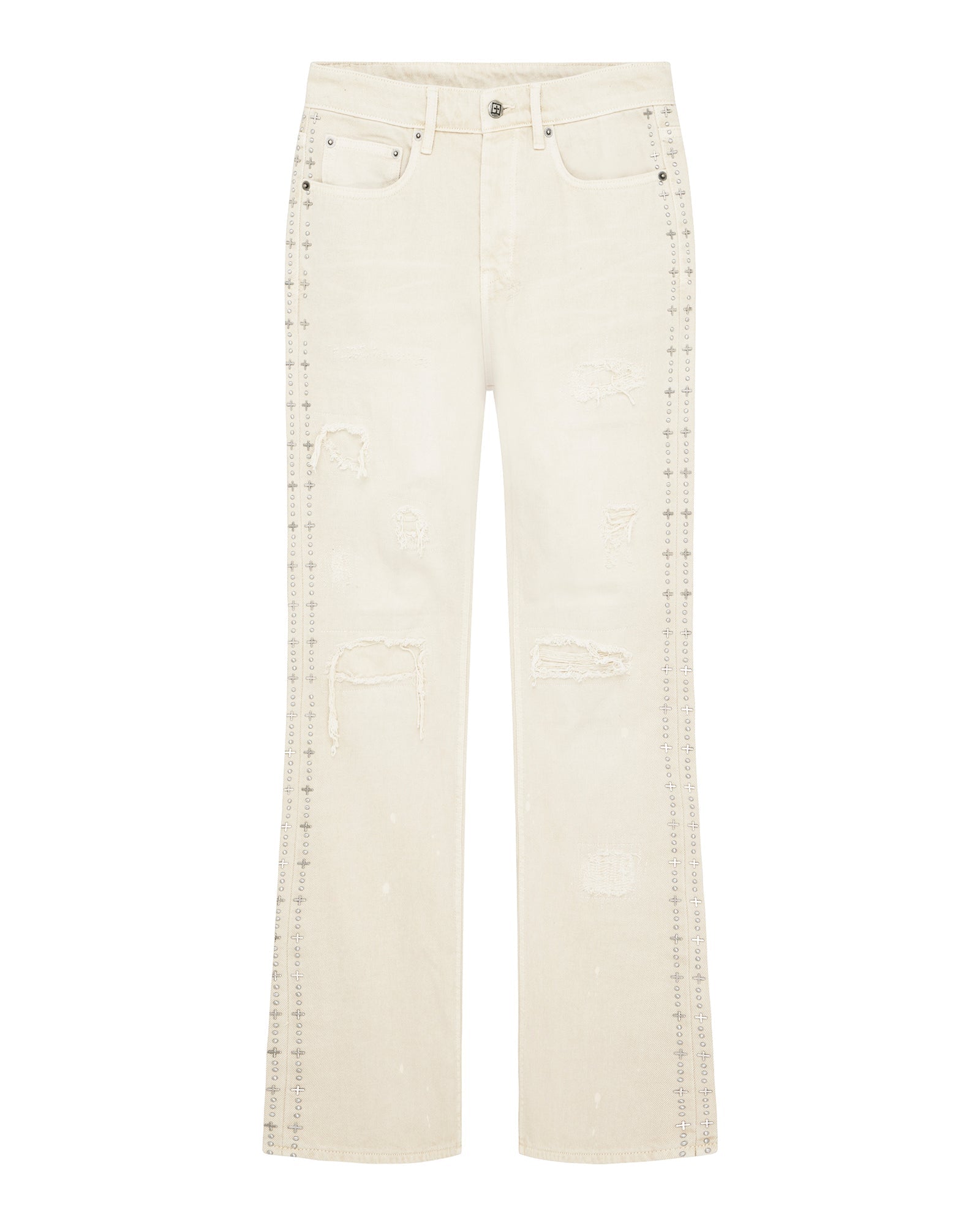 Mens Bronko Ivory Trashed Bootcut Denim Jeans