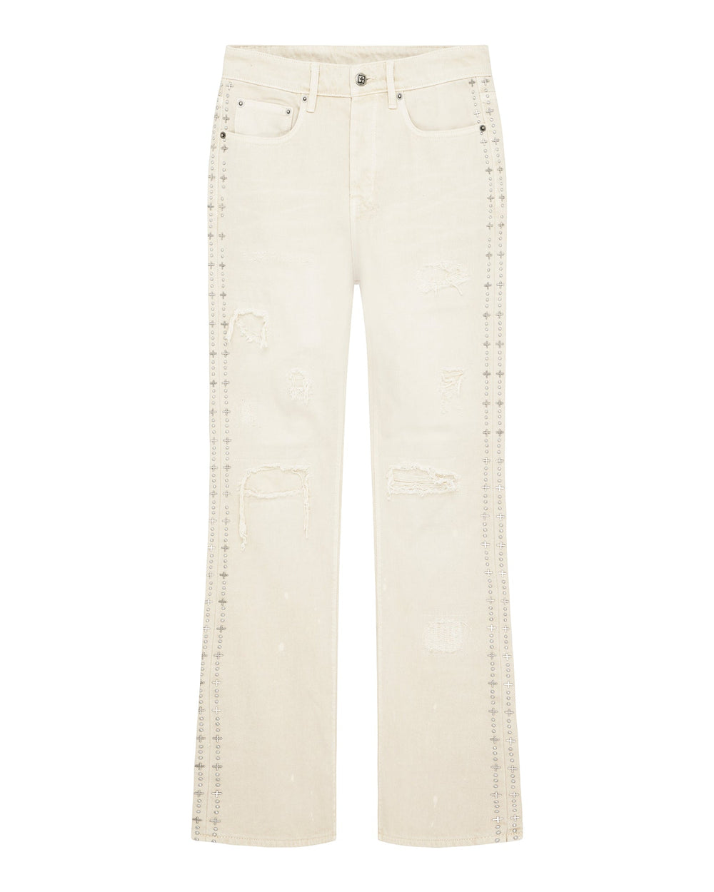Mens Bronko Ivory Trashed Bootcut Denim Jeans