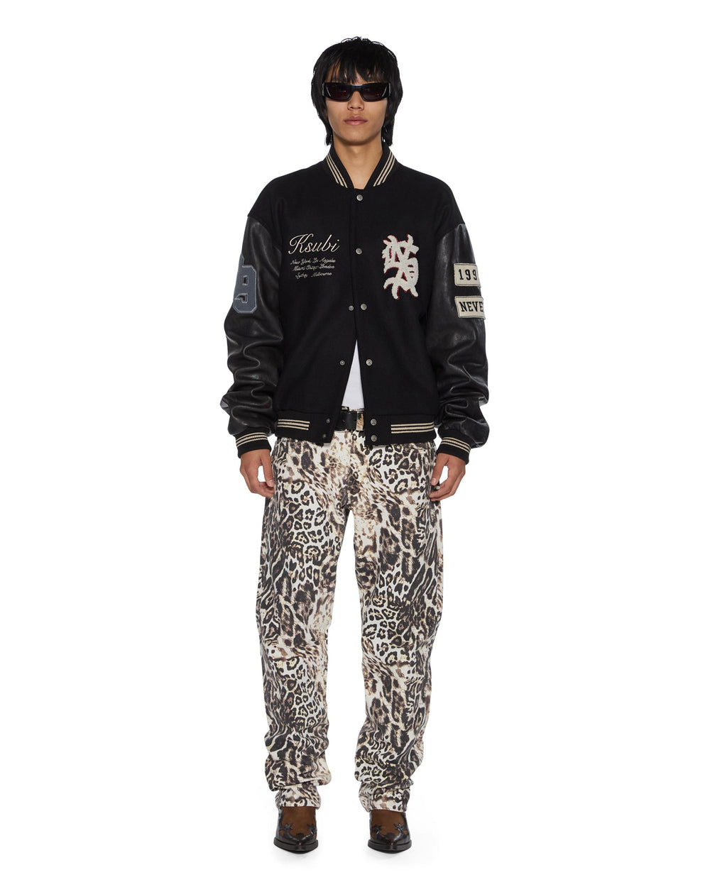 Womens Mowalola Anti K Cheetah Relaxed Denim Jeans