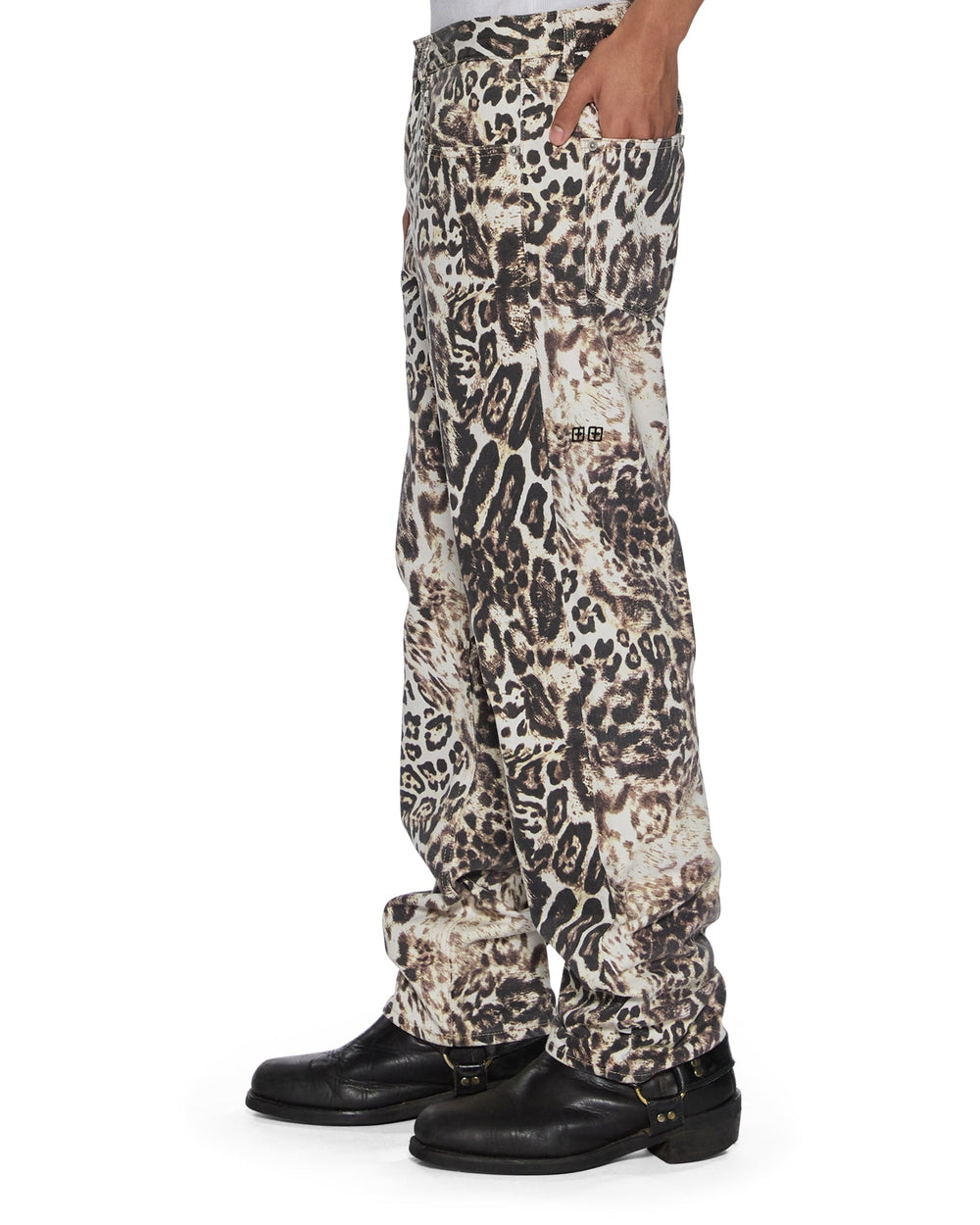 Womens Mowalola Anti K Cheetah Relaxed Denim Jeans