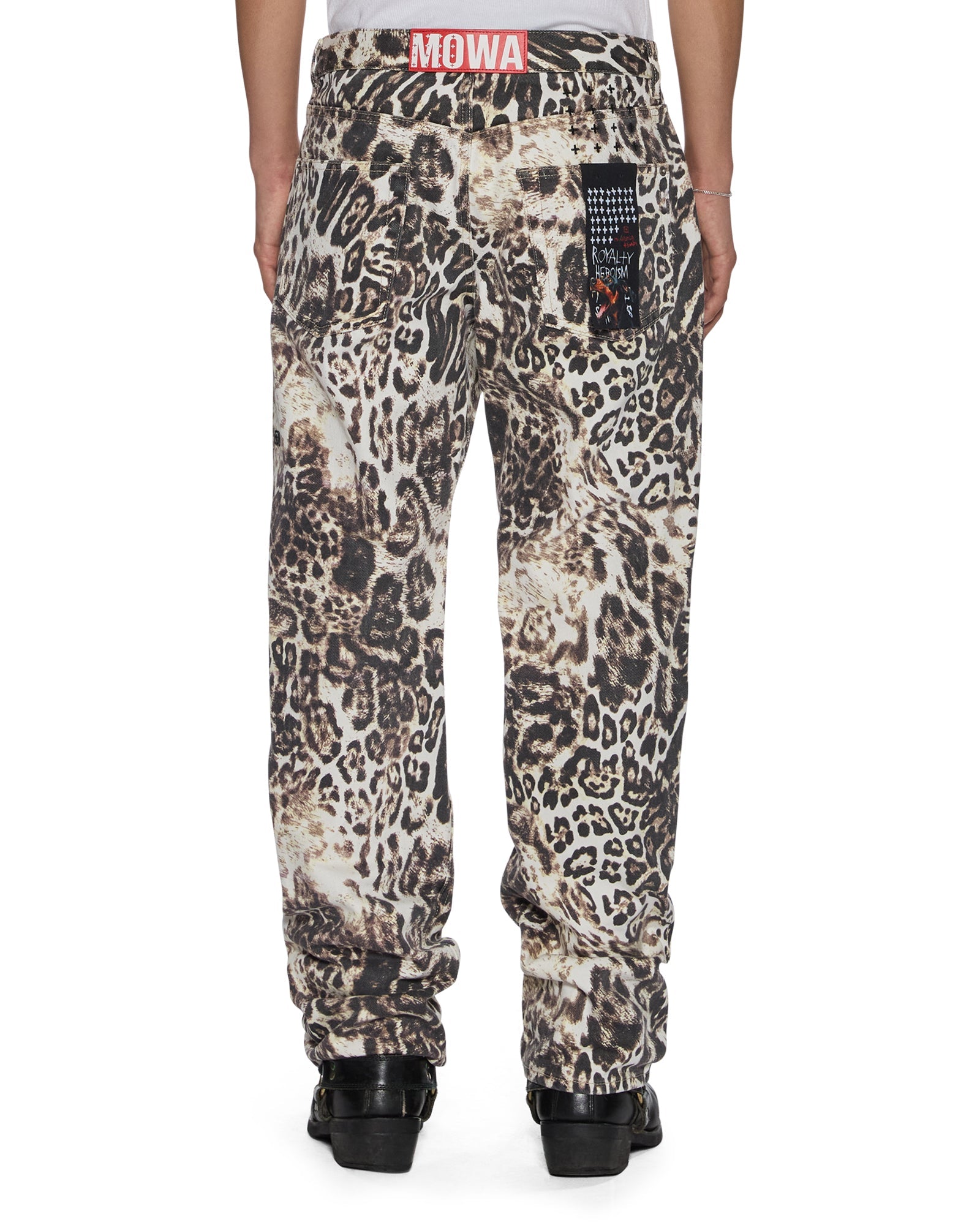 Womens Mowalola Anti K Cheetah Relaxed Denim Jeans