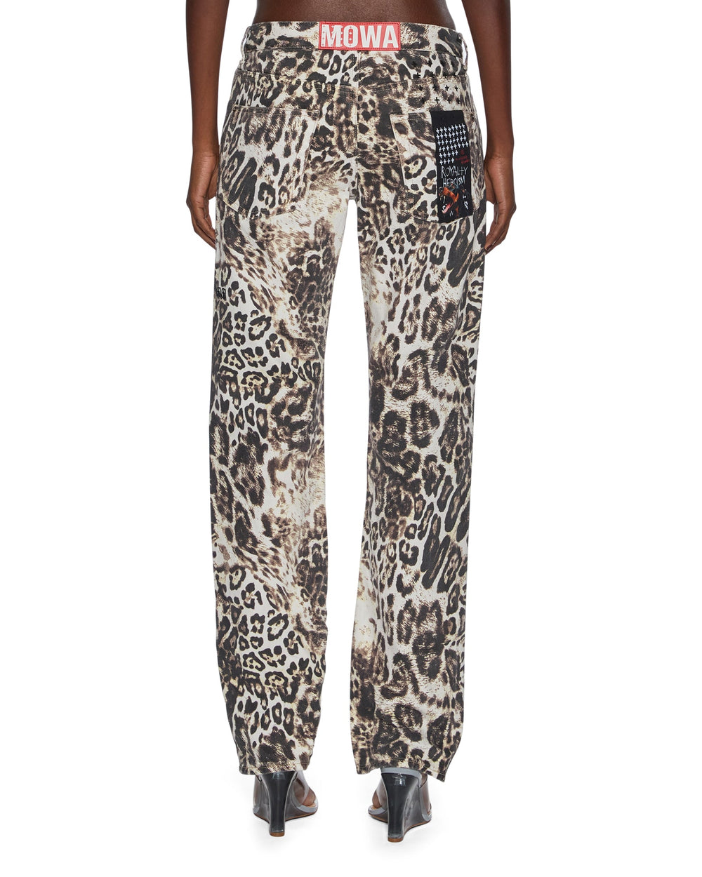 Womens Mowalola Anti K Cheetah Relaxed Denim Jeans